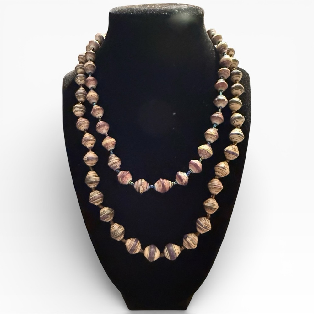 Bundle 3 for $15- Bead of Life Handmade Rolled Paper Bead Necklaces (2) Made in